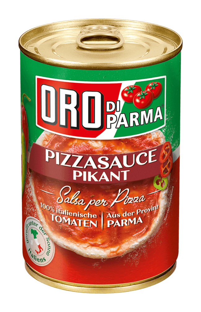 Spicy pizza sauce from ORO di Parma in a 425ml can.